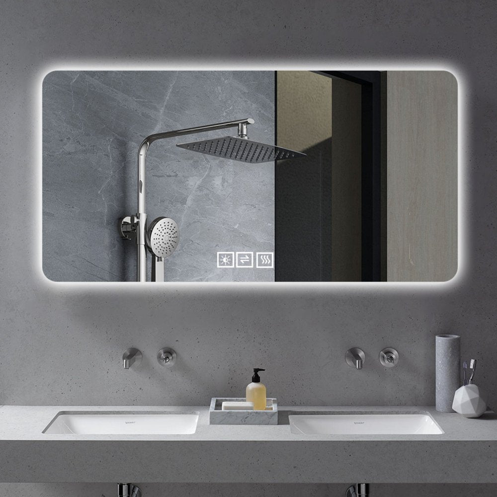 28" Lighted Frameless Anti Fog Bathroom Vanity Mirror