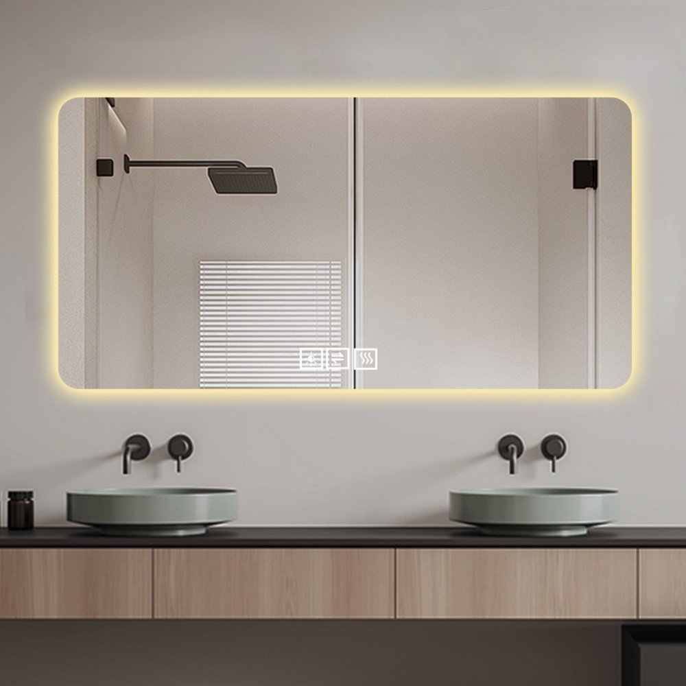 28" Lighted Frameless Anti Fog Bathroom Vanity Mirror