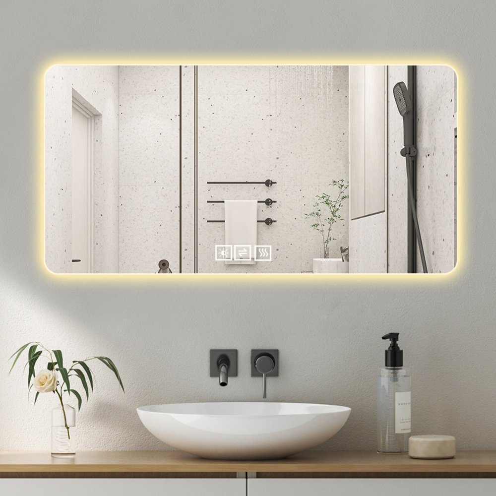 24" Lighted Frameless Anti Fog Bathroom Vanity Mirror