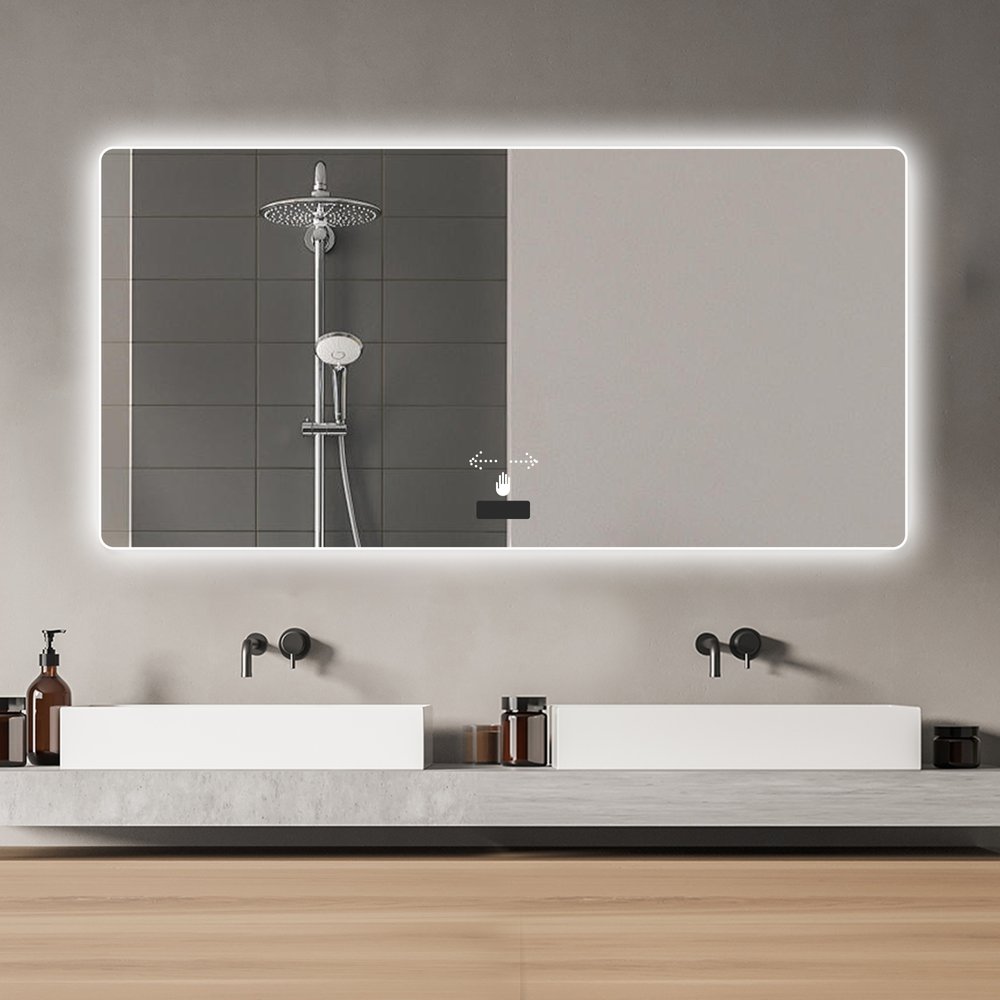 32" Lighted Frameless Anti Fog Bathroom Vanity Mirror