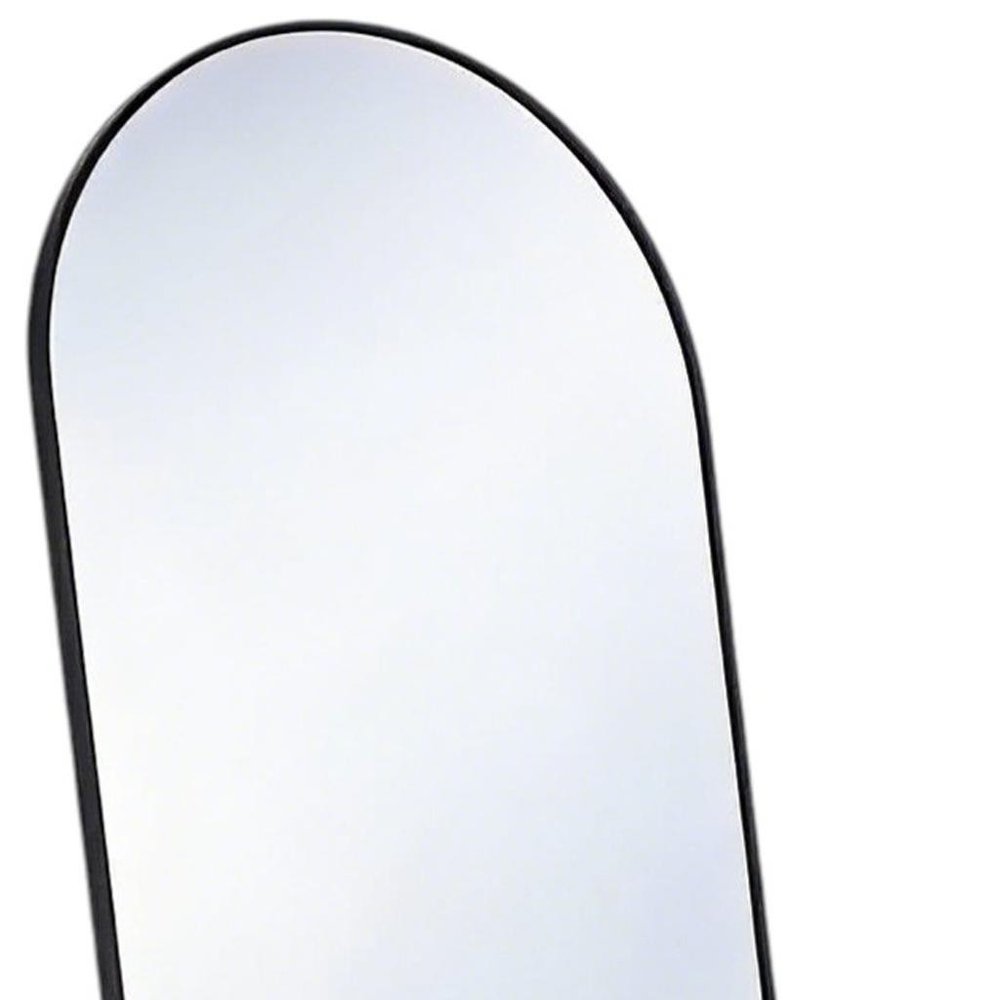 64" Black Aluminum Arch Freestanding And Wall Mounted Framed Full Length Mirror