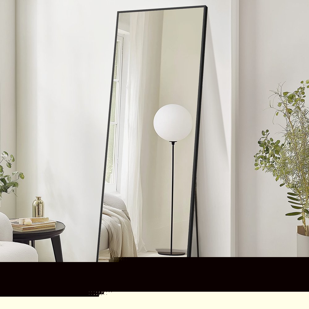 70" Black Aluminum Freestanding And Wall Mounted Framed Full Length Mirror