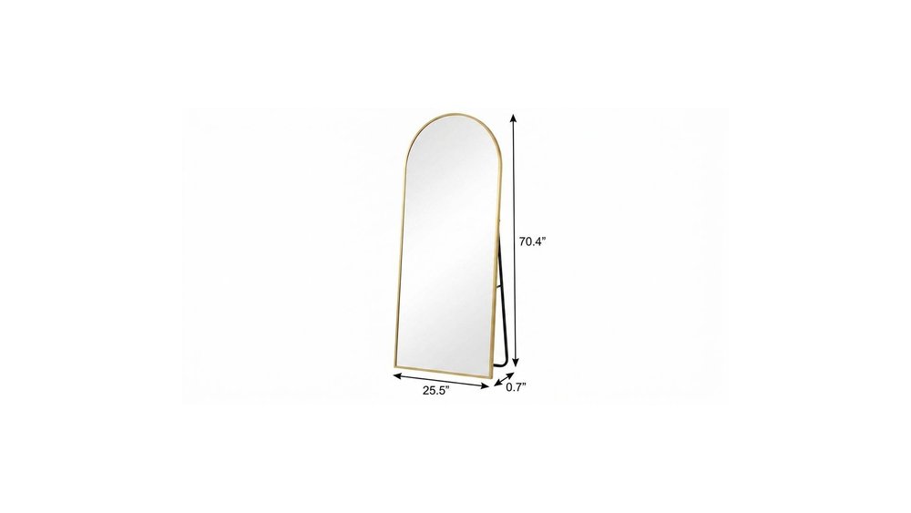 70" Gold Aluminum Arch Freestanding And Wall Mounted Framed Full Length Mirror