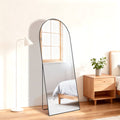 56" Black Aluminum Arch Freestanding And Wall Mounted Framed Full Length Mirror