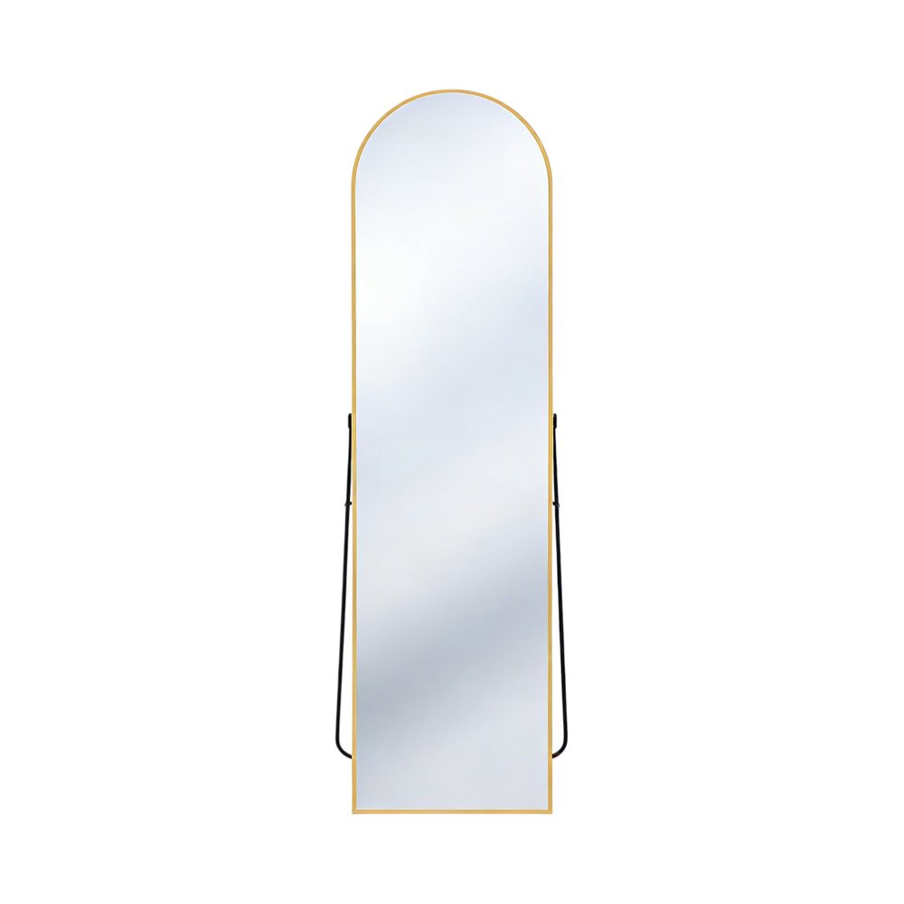 56" Gold Aluminum Arch Freestanding And Wall Mounted Framed Full Length Mirror