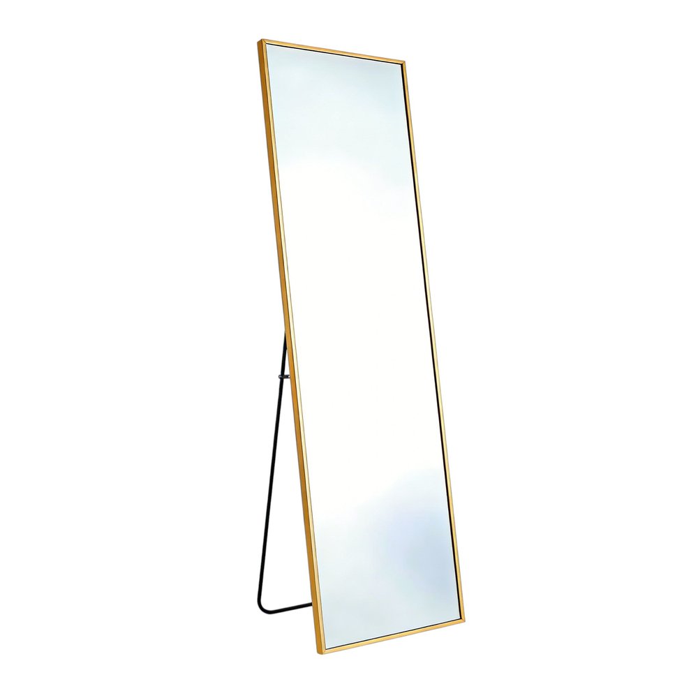 56" Gold Aluminum Freestanding And Wall Mounted Framed Full Length Mirror