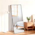 55" Black Aluminum Freestanding And Wall Mounted Framed Full Length Mirror