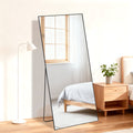 67" Black Aluminum Freestanding And Wall Mounted Framed Full Length Mirror