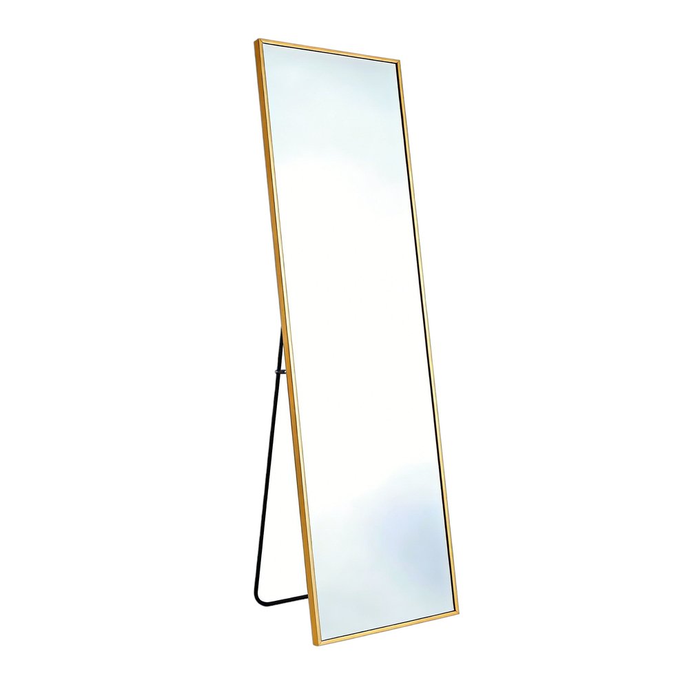 67" Gold Aluminum Freestanding And Wall Mounted Framed Full Length Mirror