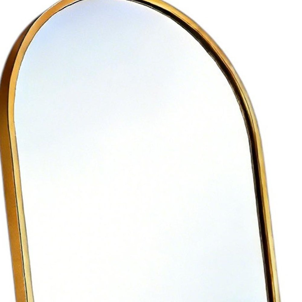 57" Gold Aluminum Arch Freestanding And Wall Mounted Framed Full Length Mirror