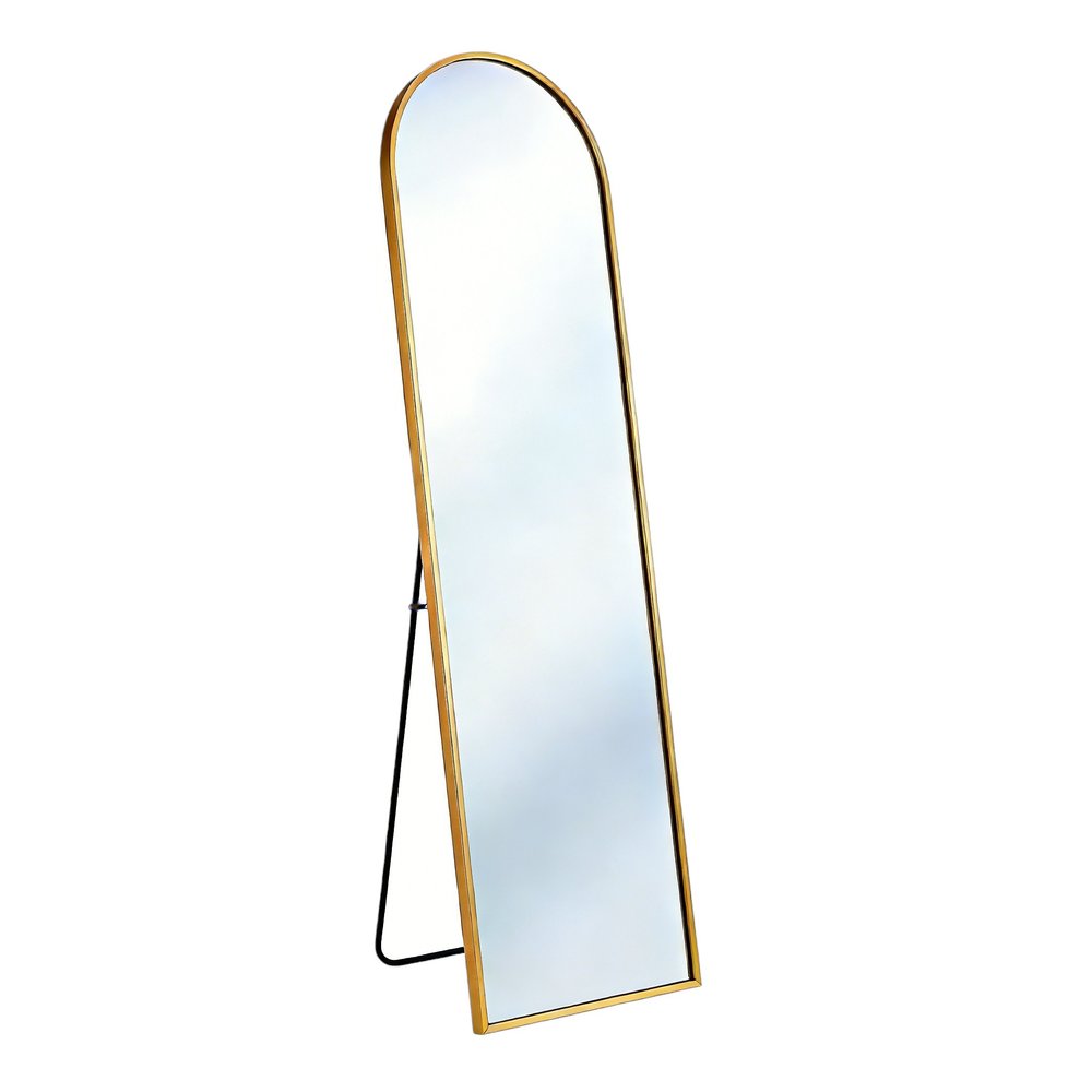 64" Gold Aluminum Arch Freestanding And Wall Mounted Framed Full Length Mirror