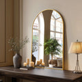 35" Gold Aluminum Arch Framed Anti Fog Accent Mirror