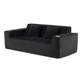 76" Black Corduroy Sofa With Toss Pillows