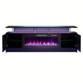 80" Black Wood Fireplace Entertainment Center With Fireplace