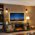 70" Black Wood Fireplace Entertainment Center With Fireplace