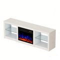 70" White Wood Fireplace Entertainment Center With Fireplace