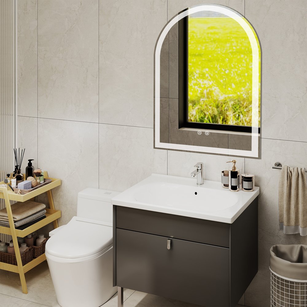 32" Arch Lighted Frameless Bathroom Vanity Mirror