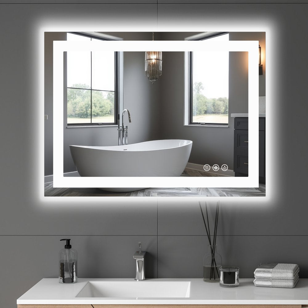 20" Lighted Frameless Anti Fog Bathroom Vanity Mirror