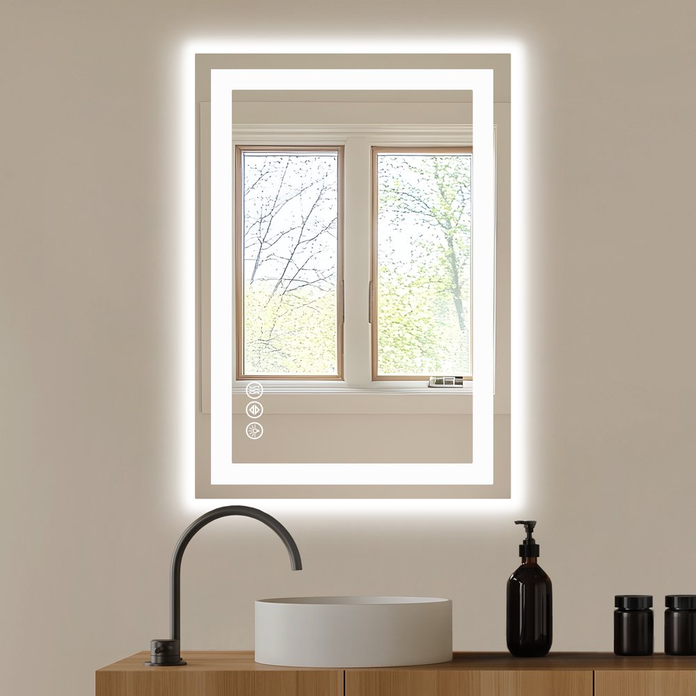 27" Lighted Frameless Anti Fog Bathroom Vanity Mirror
