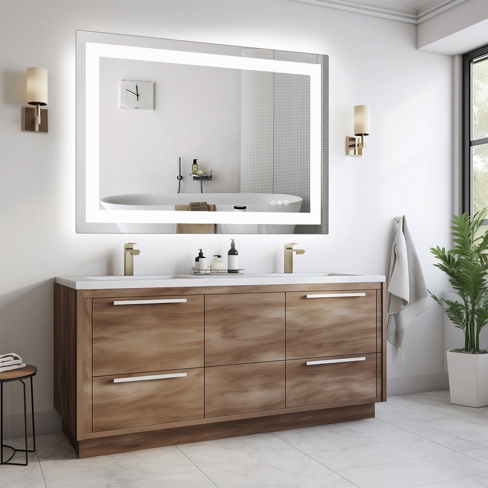 31" Lighted Frameless Anti Fog Bathroom Vanity Mirror