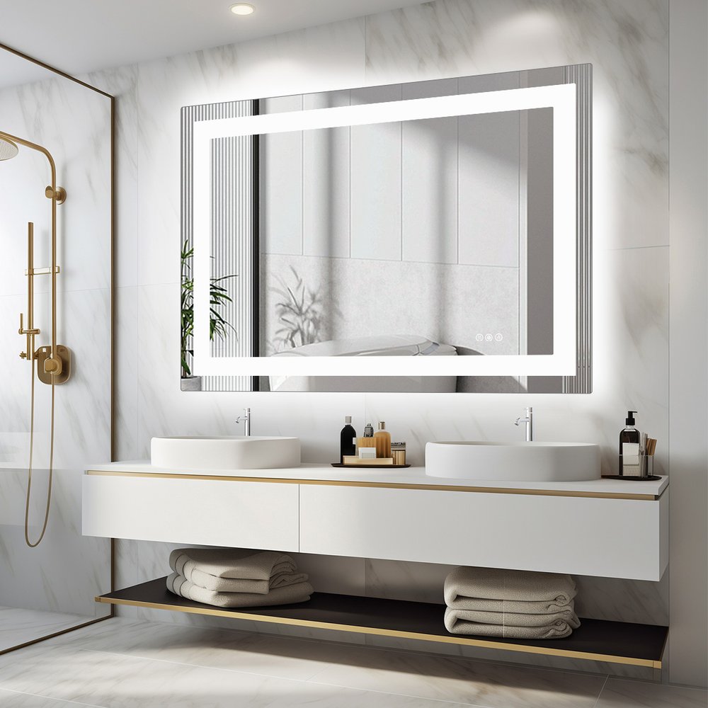 35" Lighted Frameless Bathroom Vanity Mirror