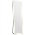 64" Silver Lighted Wall Mounted And Freestanding Framed Full Length Mirror