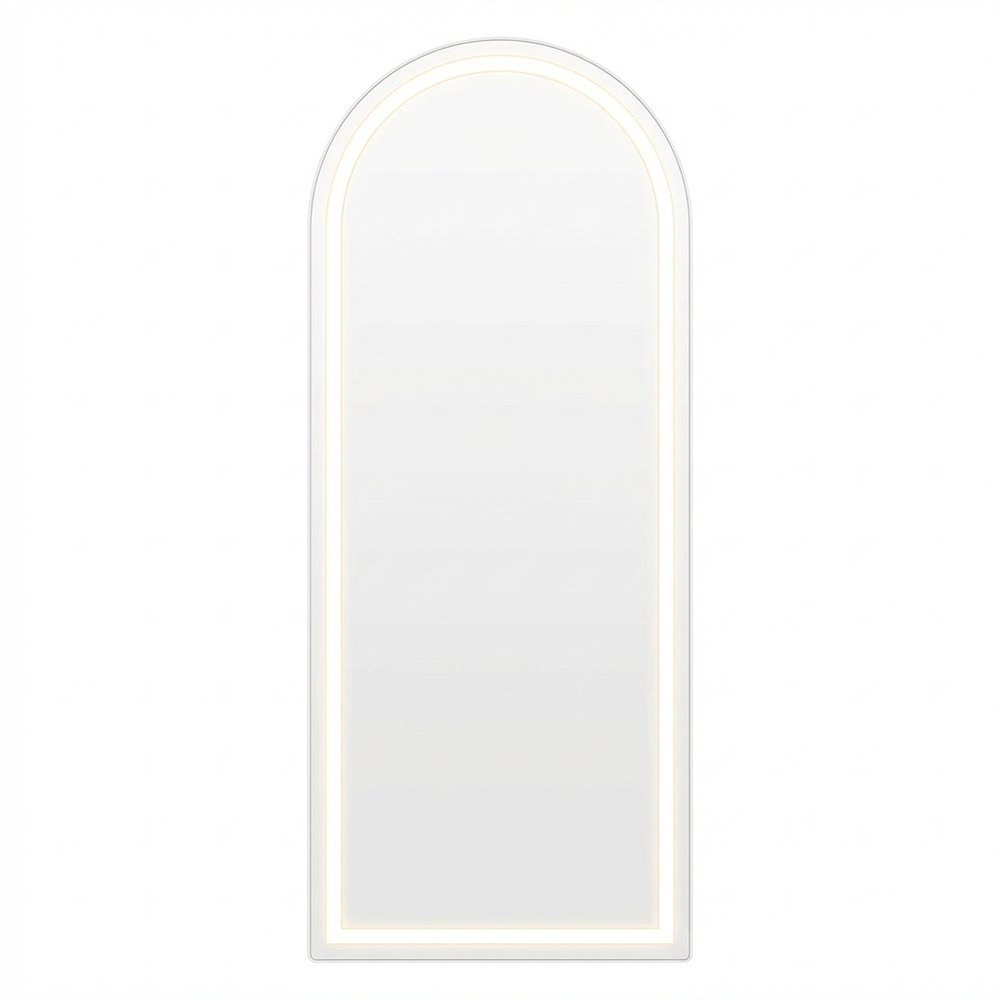 70" Silver Arch Lighted Freestanding And Wall Mounted Framed Full Length Mirror