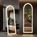 63" Silver Arch Lighted Freestanding And Wall Mounted Framed Full Length Mirror