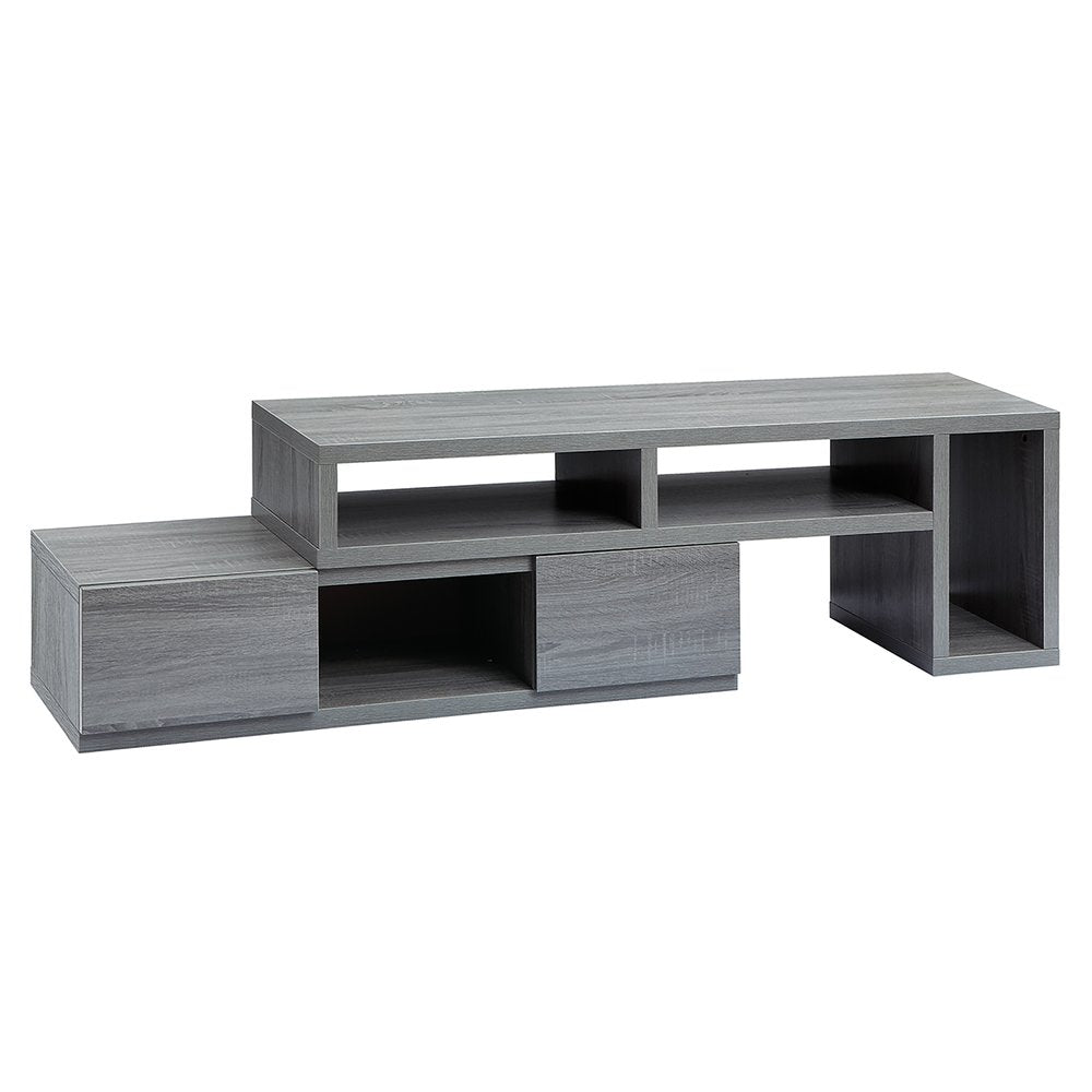54" Gray Wood Enclosed and Open Storage TV Stand