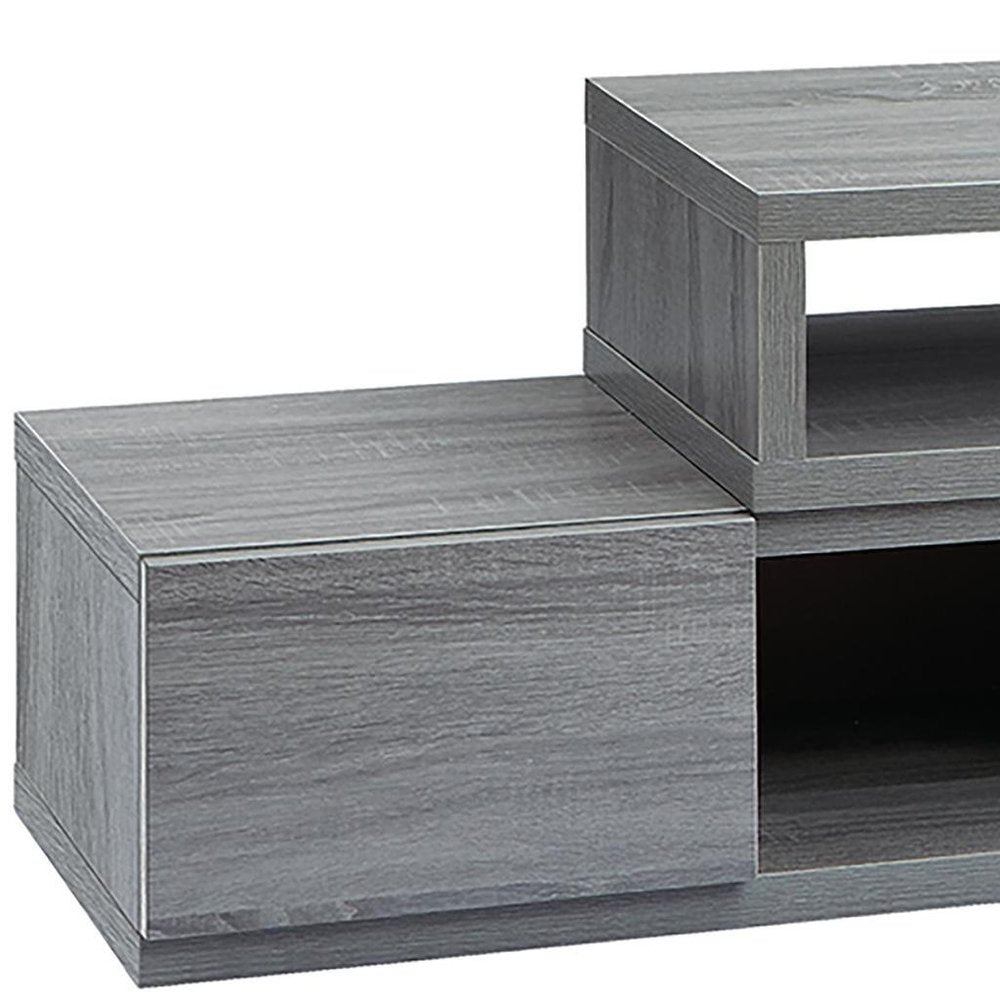 54" Gray Wood Enclosed and Open Storage TV Stand