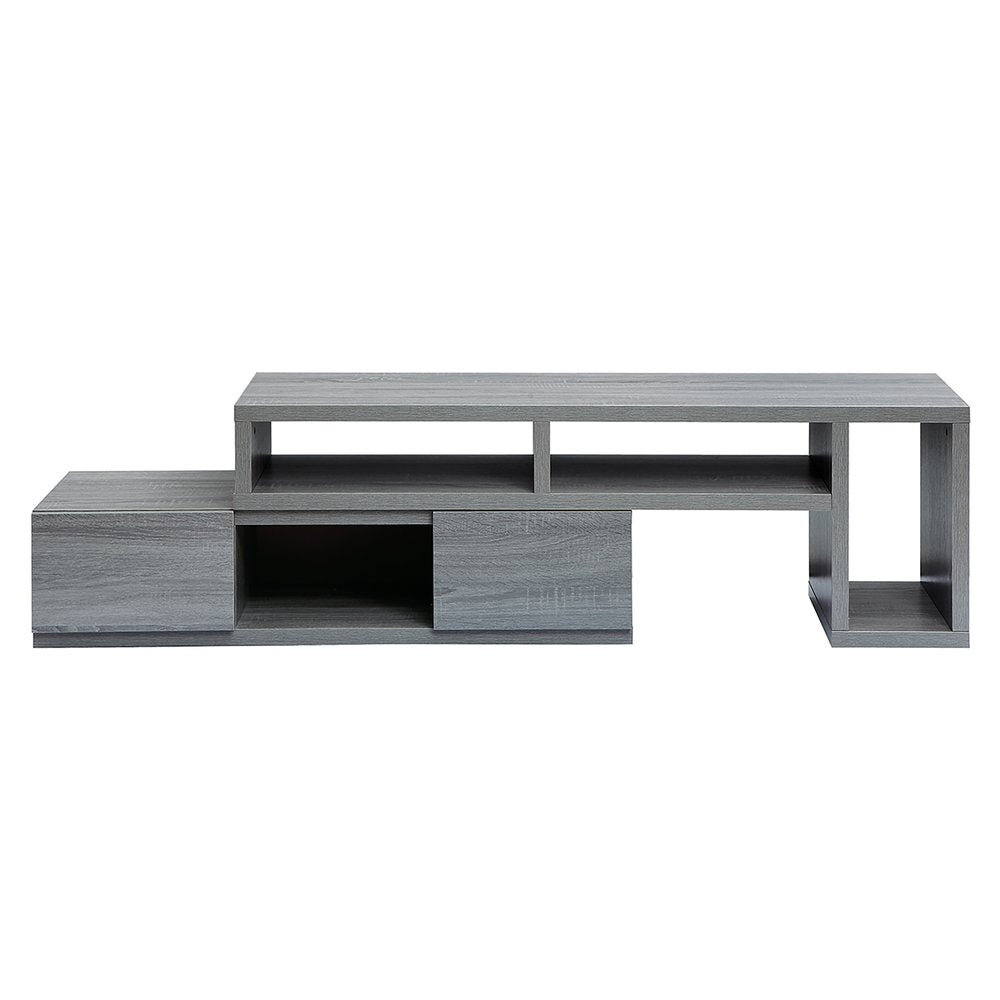 54" Gray Wood Enclosed and Open Storage TV Stand
