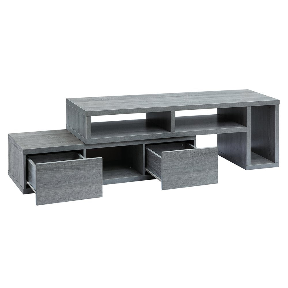 54" Gray Wood Enclosed and Open Storage TV Stand