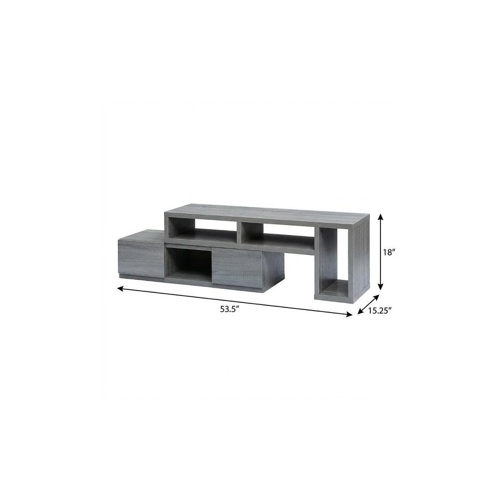 54" Gray Wood Enclosed and Open Storage TV Stand