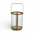 7" Gold Glass Tabletop Lantern Candle Holder