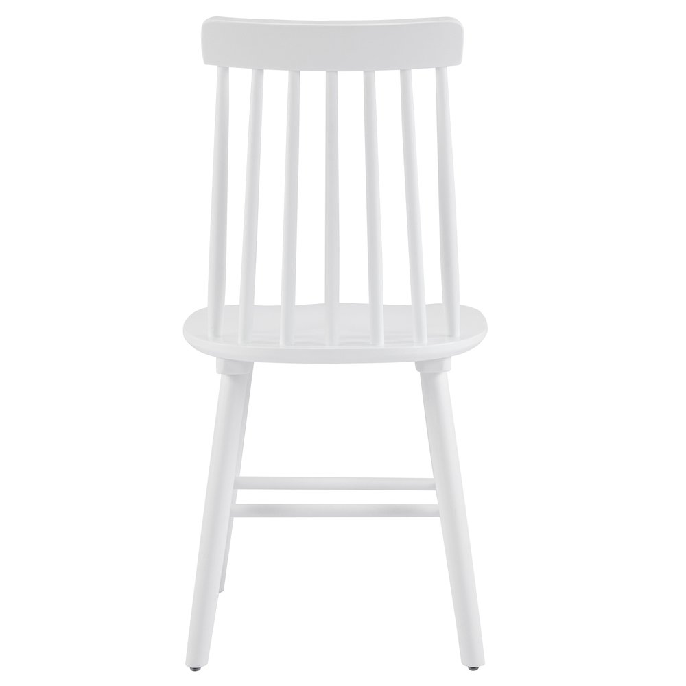 Set of Two White Solid Wood Windsor Back Dining Side Chairs