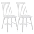 Set of Two White Solid Wood Windsor Back Dining Side Chairs