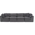 138" Dark Gray Corduroy Modular Sofa With Toss Pillows