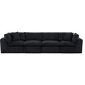 138" Black Chenille Modular Sofa With Toss Pillows