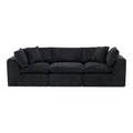 108" Black Chenille Modular Sofa With Toss Pillows