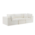 108" Beige Chenille Modular Sofa With Toss Pillows