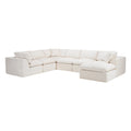 138" Beige Chenille Modular Sofa With Ottoman And Toss Pillows