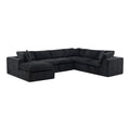 138" Black Chenille Modular Sofa Chaise With Ottoman And Toss Pillows