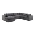 138" Dark Gray Corduroy Modular Sectional With Ottoman And Toss Pillows