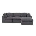 108" Dark Gray Corduroy Modular Sofa With Ottoman And Toss Pillows