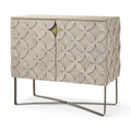 19" Brown and Gold Solid Wood and Metal Accent Cabinet With Two Doors