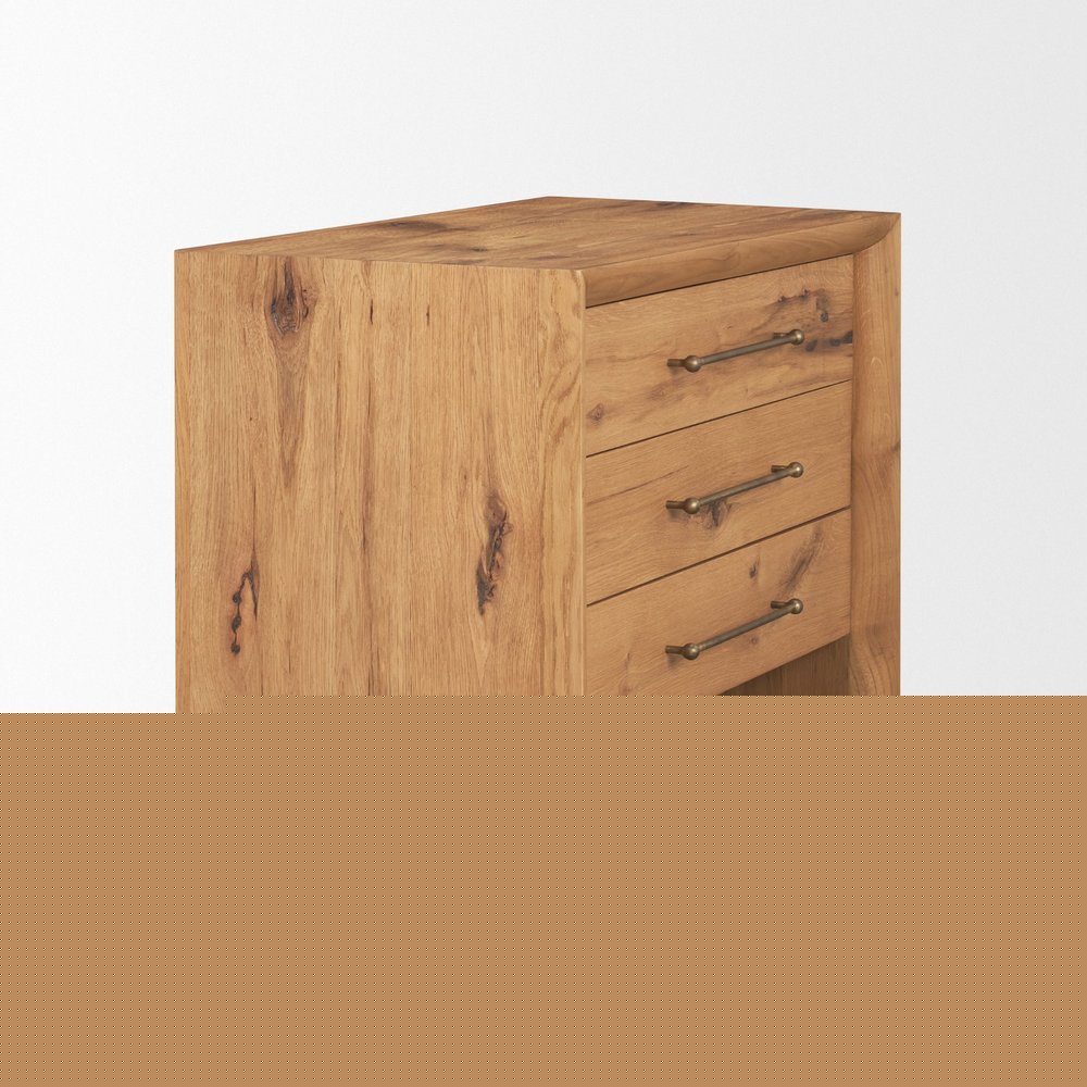 19" Brown Solid Wood Accent Cabinet With Three Drawers