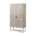 18" Brown and Gold Solid Wood and Metal Curio Cabinet With Four Doors