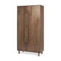 16" Brown Solid Wood Curio Cabinet With Two Doors