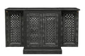 28" Black Solid Wood Carved Floral Bar Cabinet With Two Doors And One Drawer