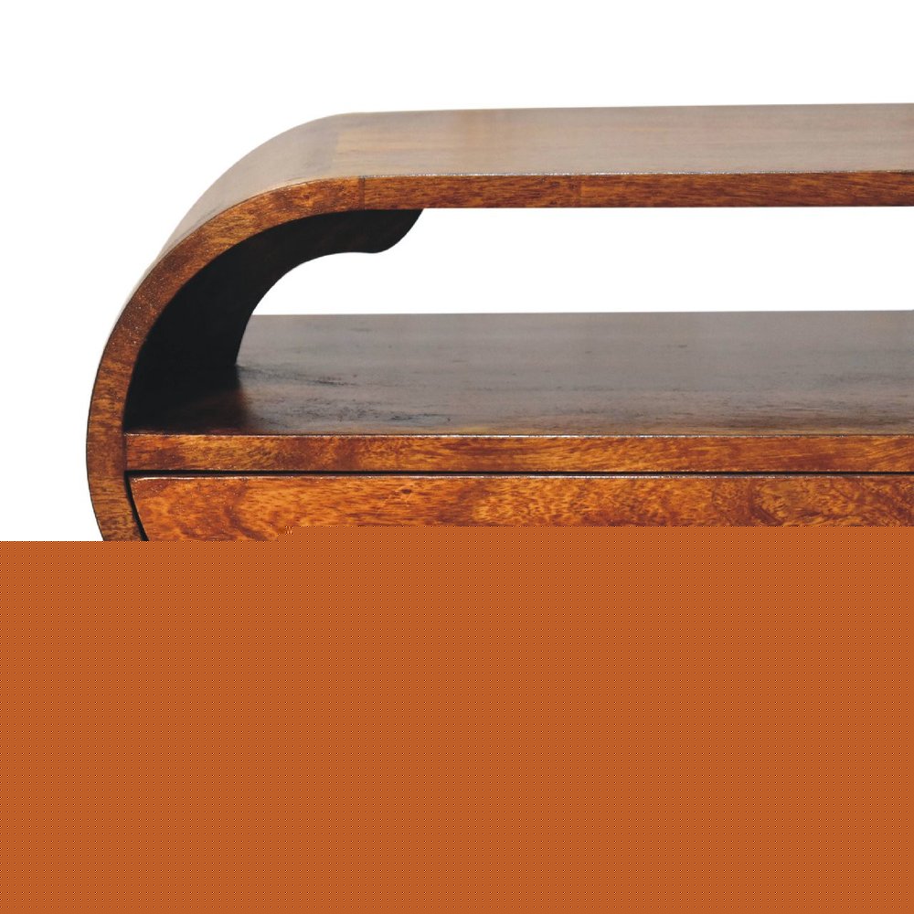 35" Brown Solid Wood Enclosed and Open Storage TV Stand